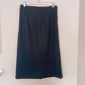 Vintage 100% Wool Black Women's Midi Skirt